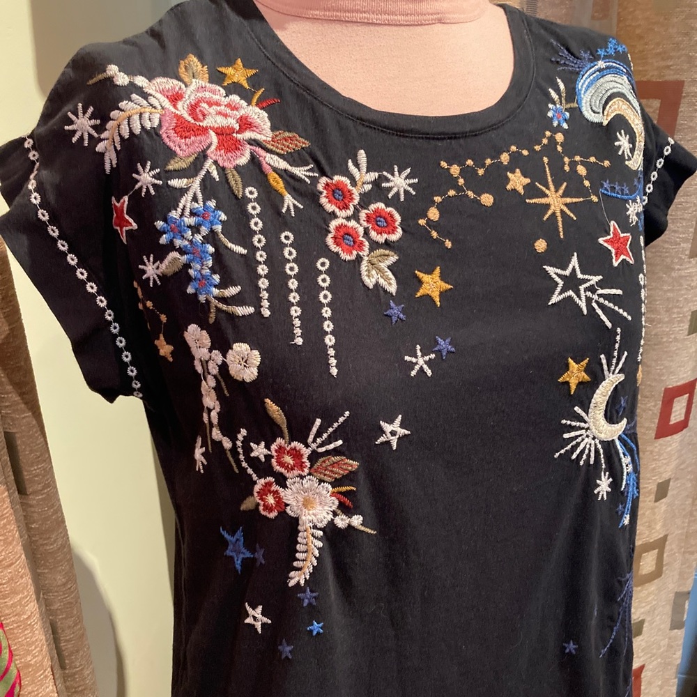 Johnny Was Tee Shirt Sun Moon Stars